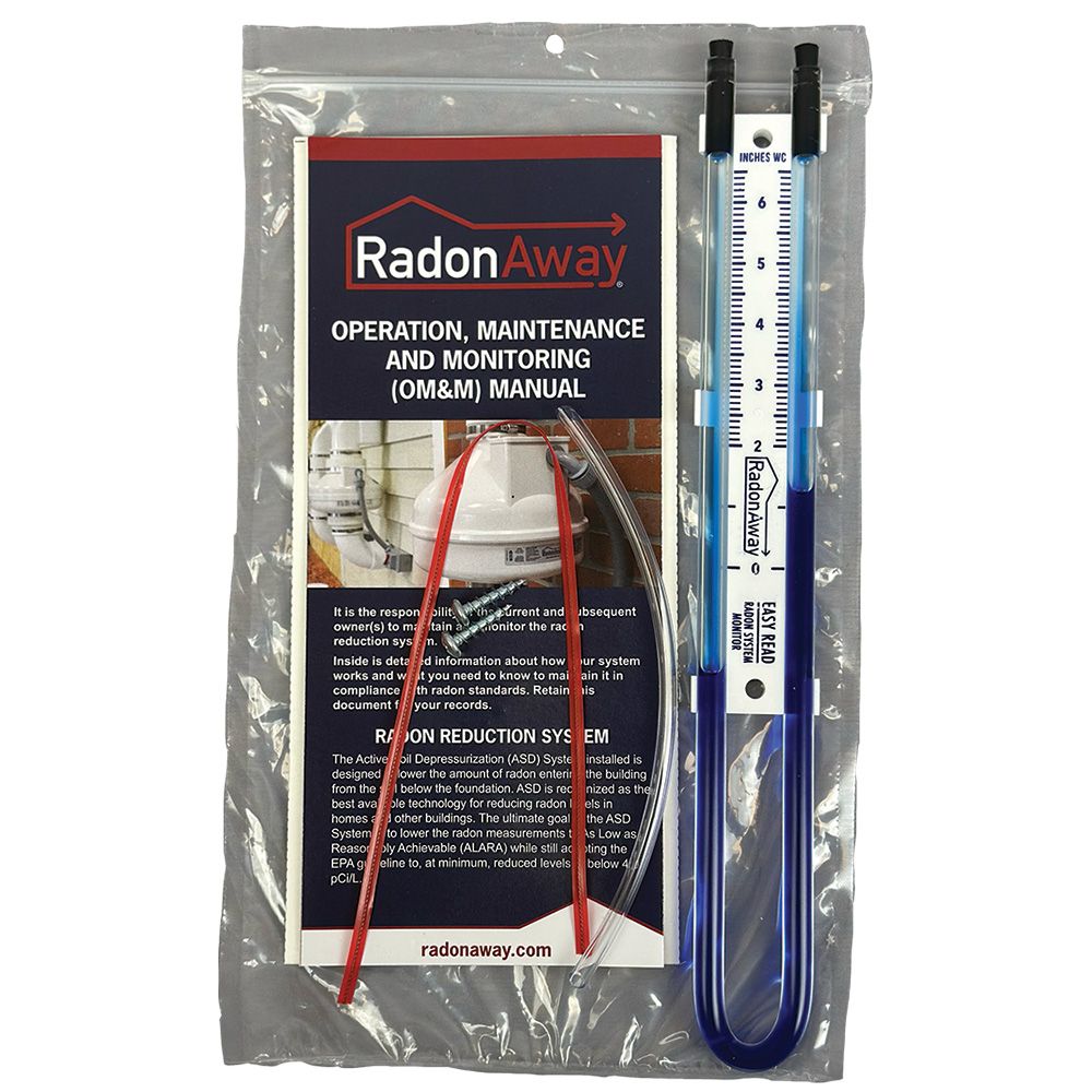 RadonAway Easy Read U-Tube Manometer - 0-6.5" Blue
