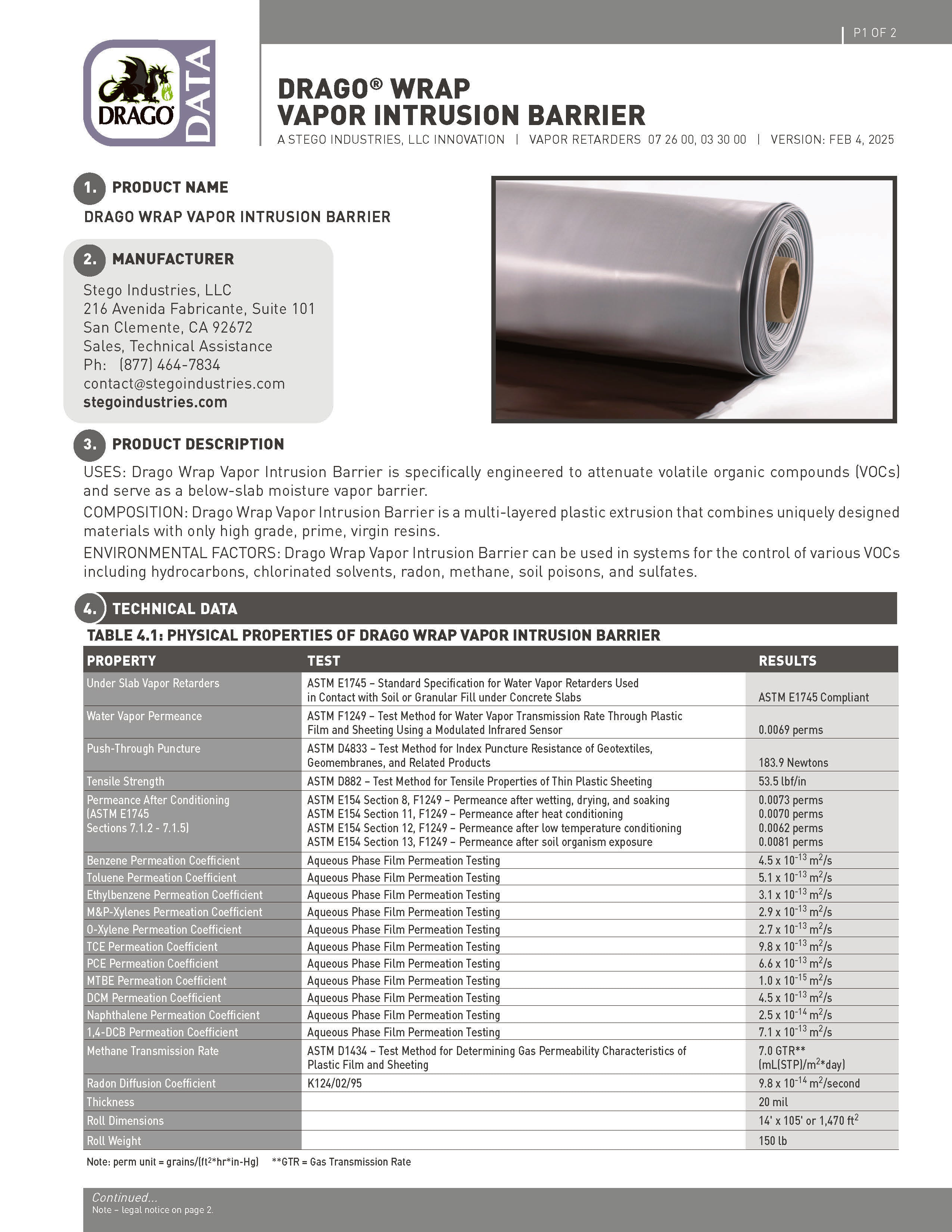 Stego® 20-Mil Vapor Intrusion Barrier