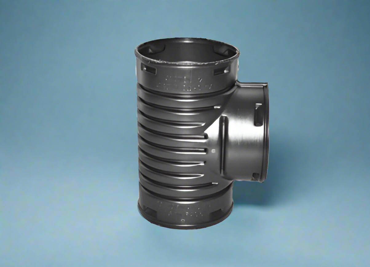 Normandy Singlewall Straight Tee – 3" & 4" Corrugated Drain Pipe Connector