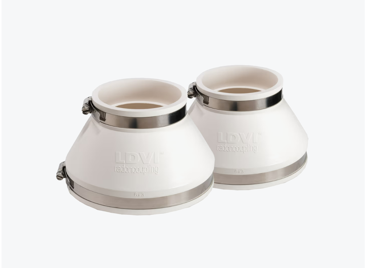LDVI Anti-vibration couplings 6" X 3" PVC FLEXIBLE COUPLING (WHITE)